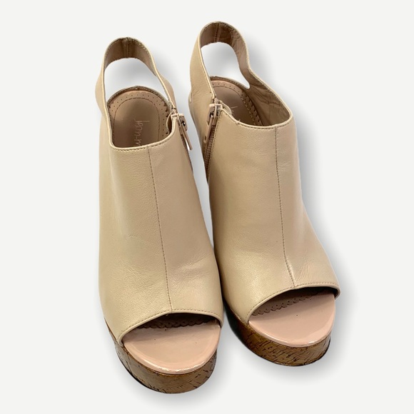 Jean-Michel Cazabat Waverly Leather Peep Toe Wedge - Picture 2 of 8